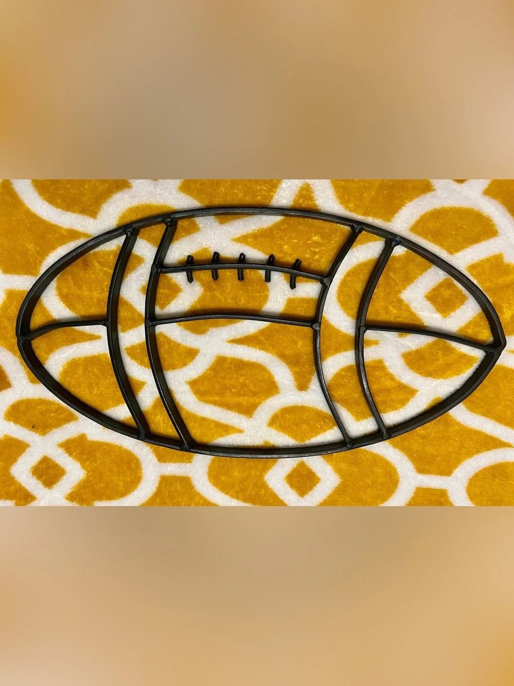 Cast Iron Football-Shaped Trivet Hot Pad, 12 in Long x 6 in Wide